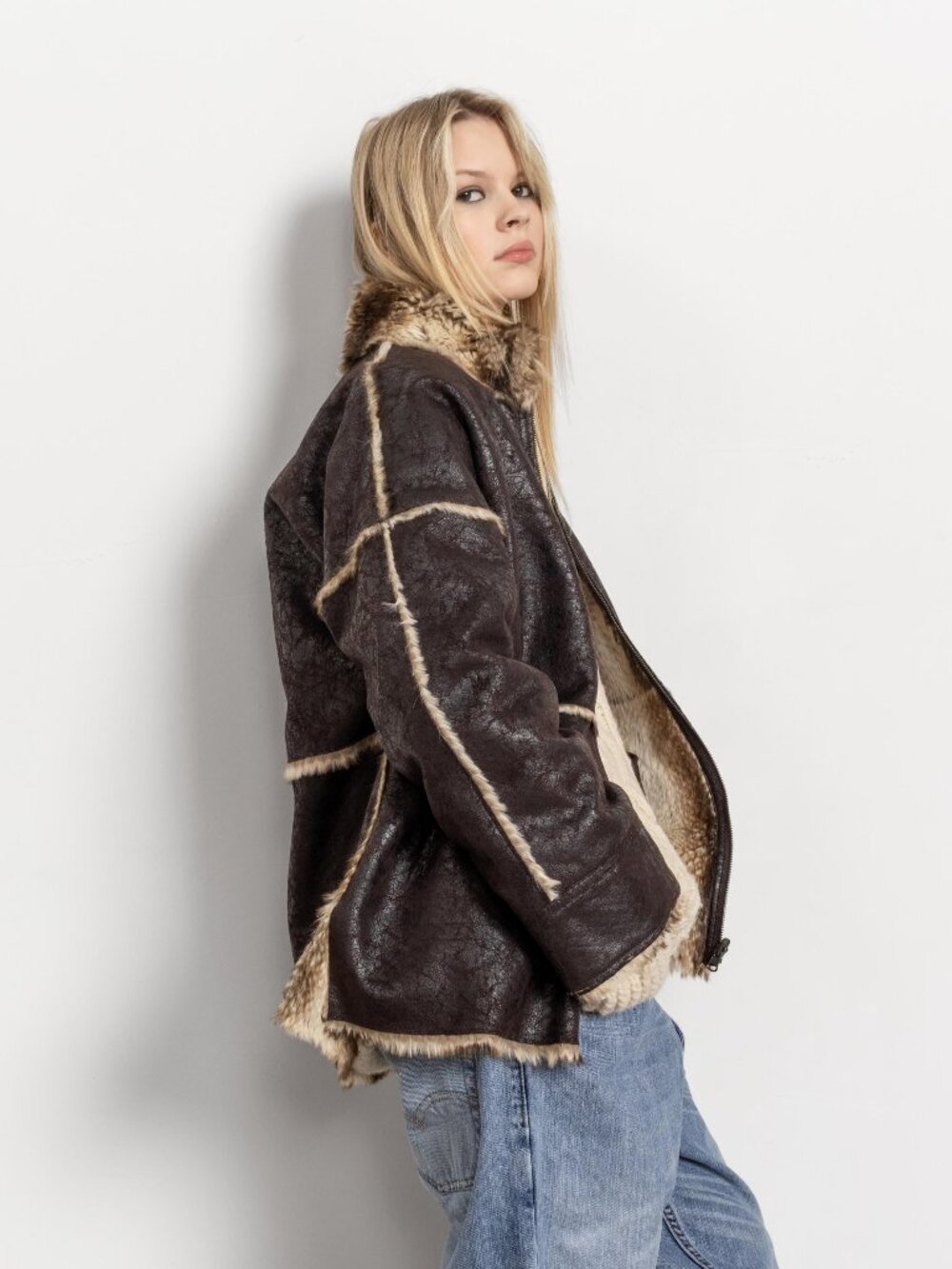 Faux Fur JACKET Vintage Dark Brown Coat Woman's / Medium